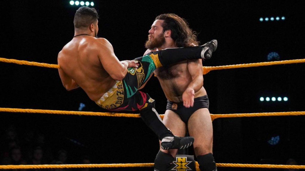 Raul Mendoza kicks Cameron Grimes in the head