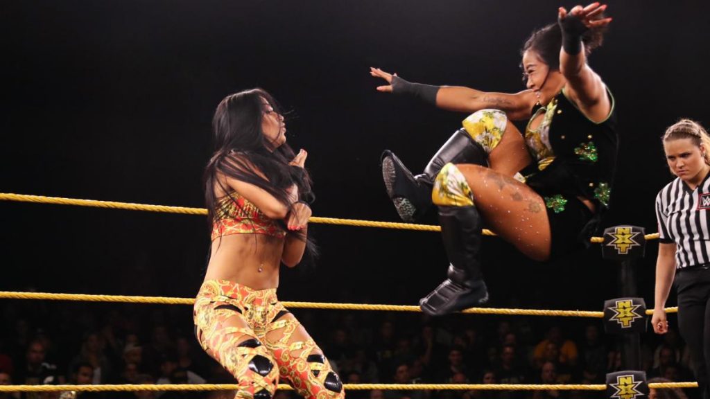 Xia Li dropkicks Aliyah