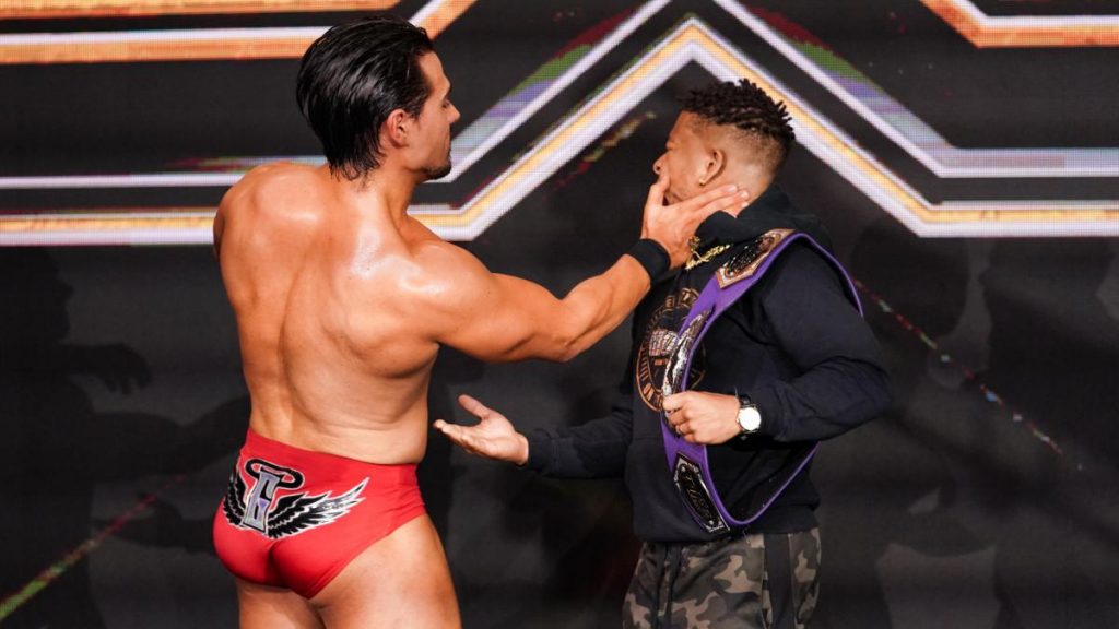 Angel Garza slaps Lio Rush