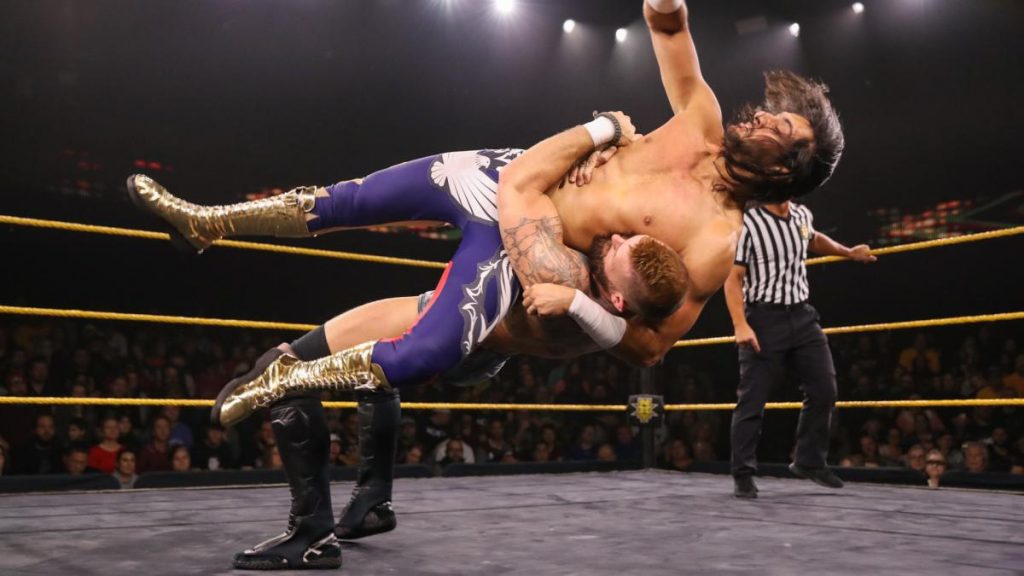 Shane Thorne suplexes Mansoor