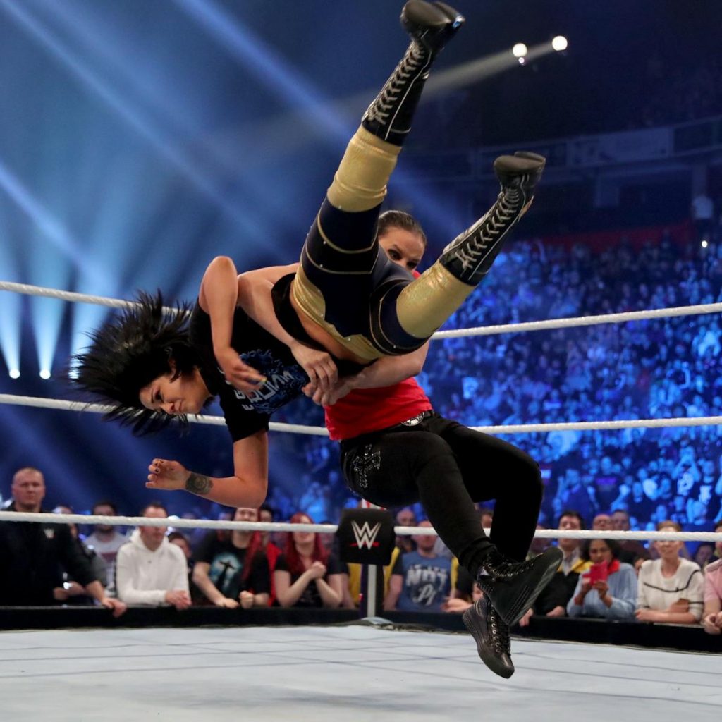 Shayna Baszler attacks Bayley post-match