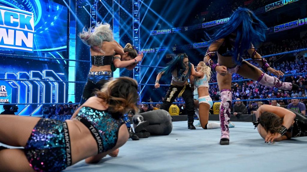 Chaos breaks out in the eight-woman tag match