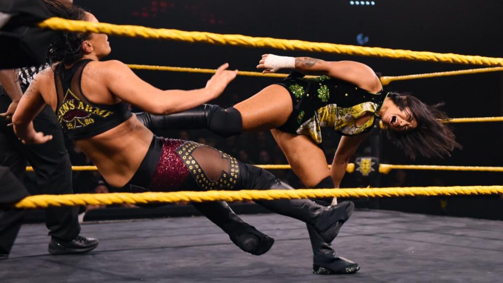 Xia Li kicks Shayna Baszler