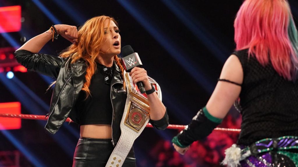 Becky Lynch and Asuka face to face