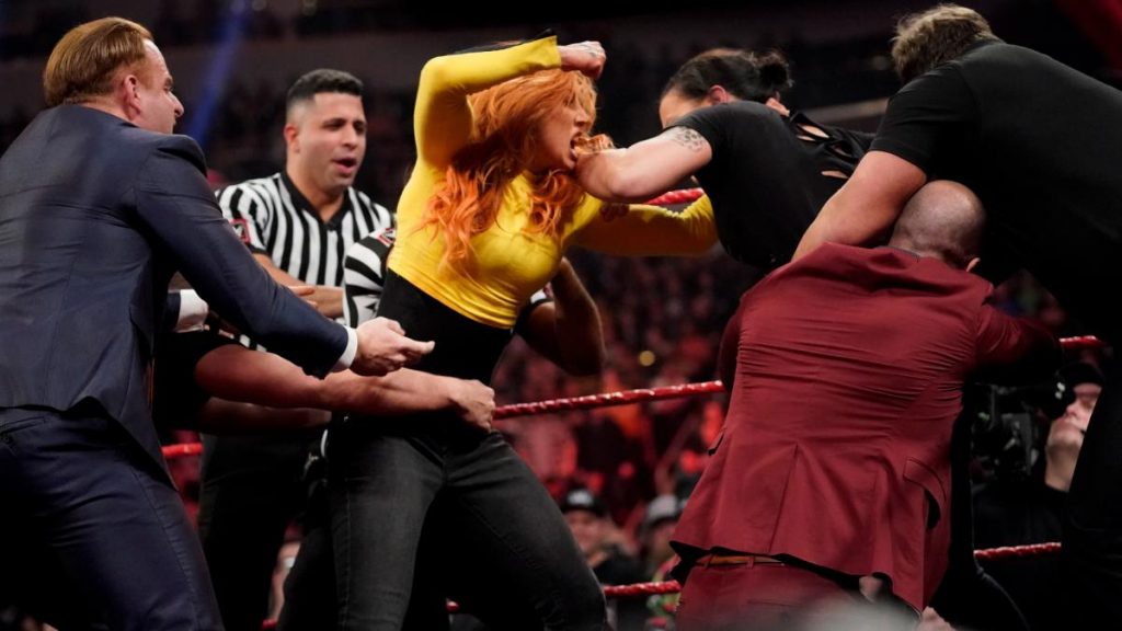 Becky Lynch and Shayna Baszler brawl