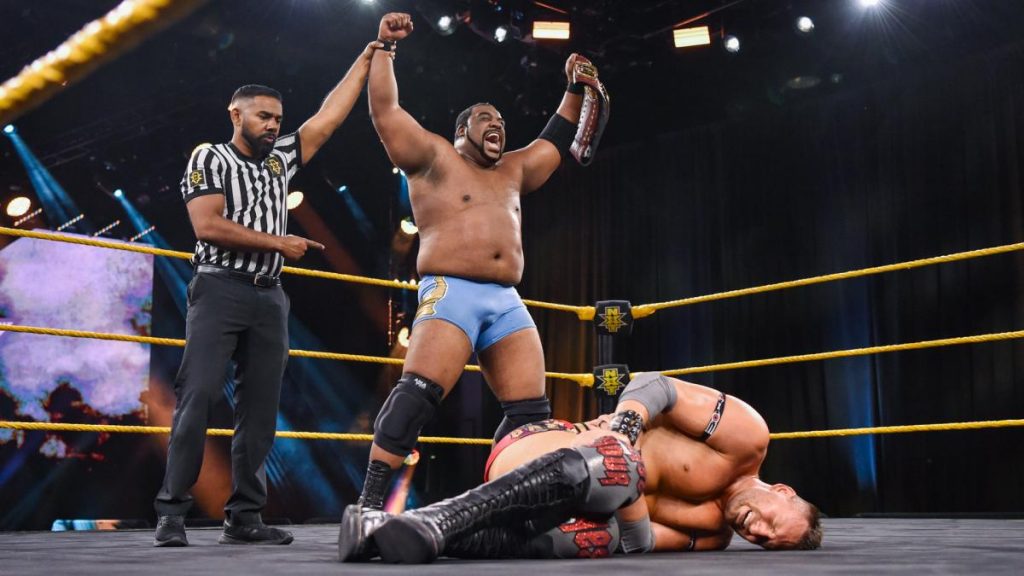 Keith Lee stands over Dominik Dijakovic