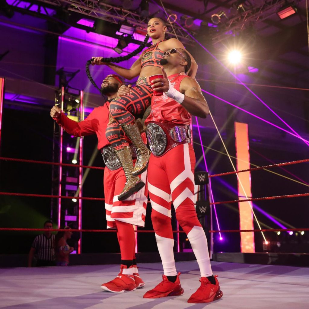 Street Profits with BIanca Belair on their shoulders
