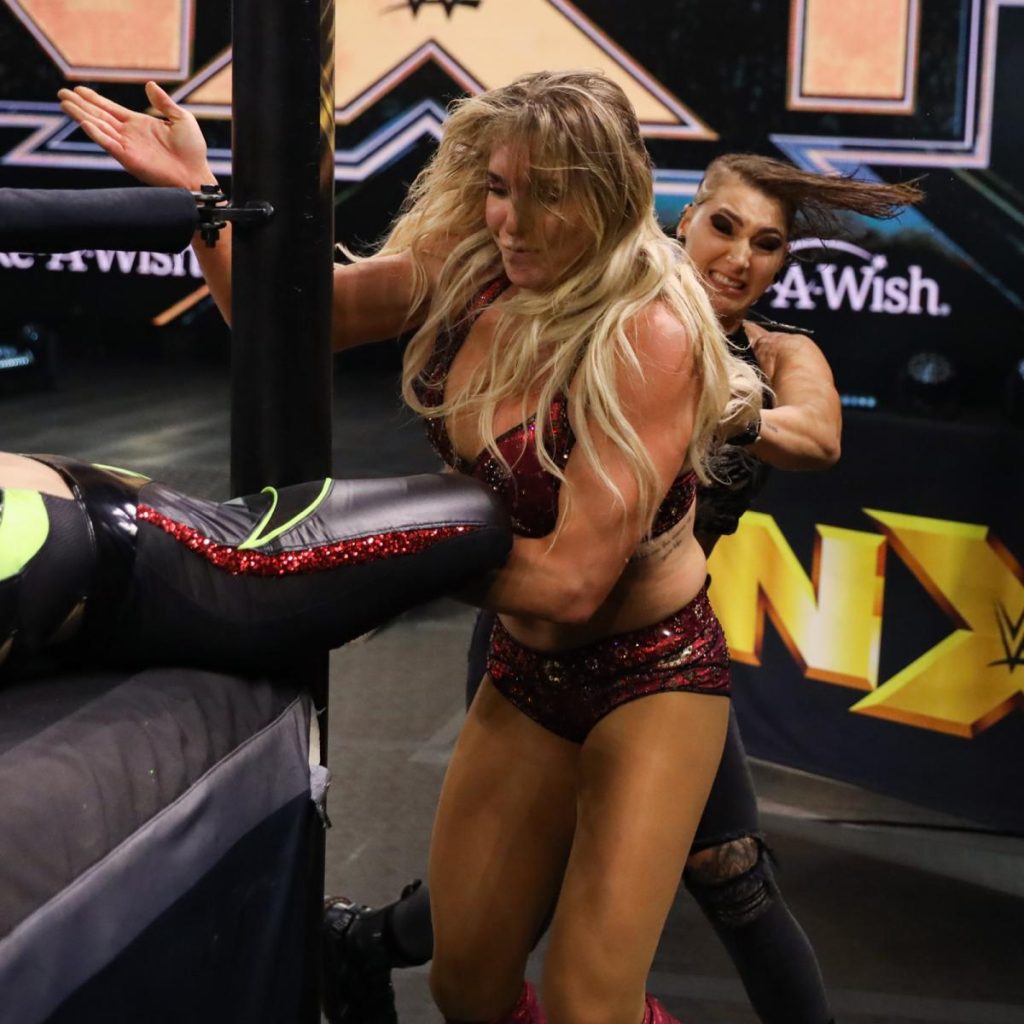 Rhea Ripley stops Charlotte Flair attacking Io Shirai