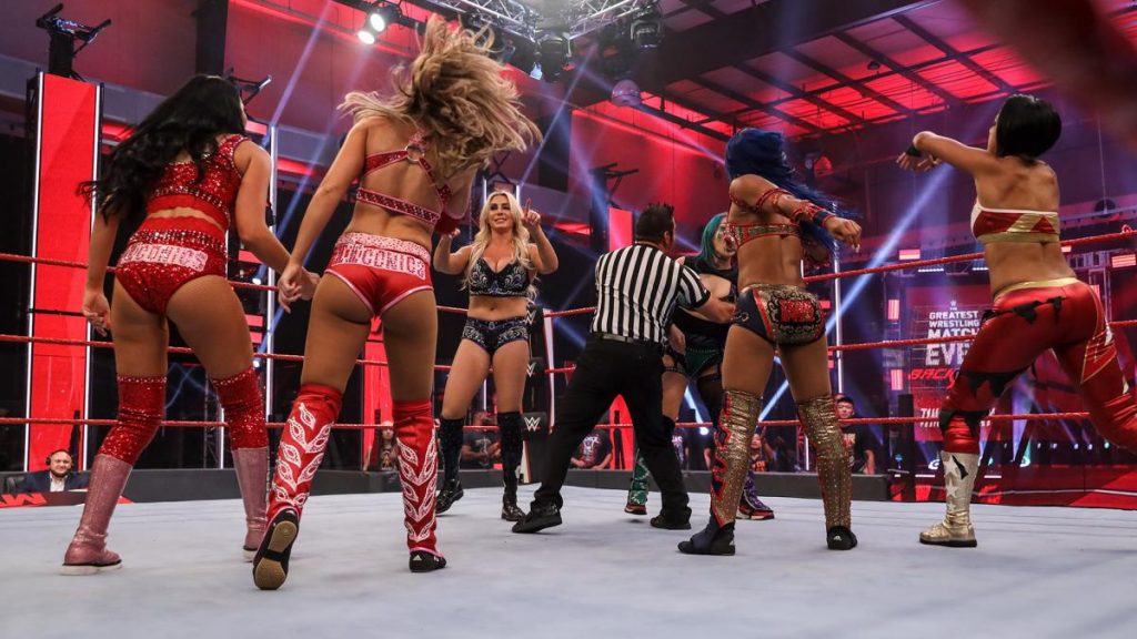 The IIconics argues with Banks Bayley Asuka and Flair
