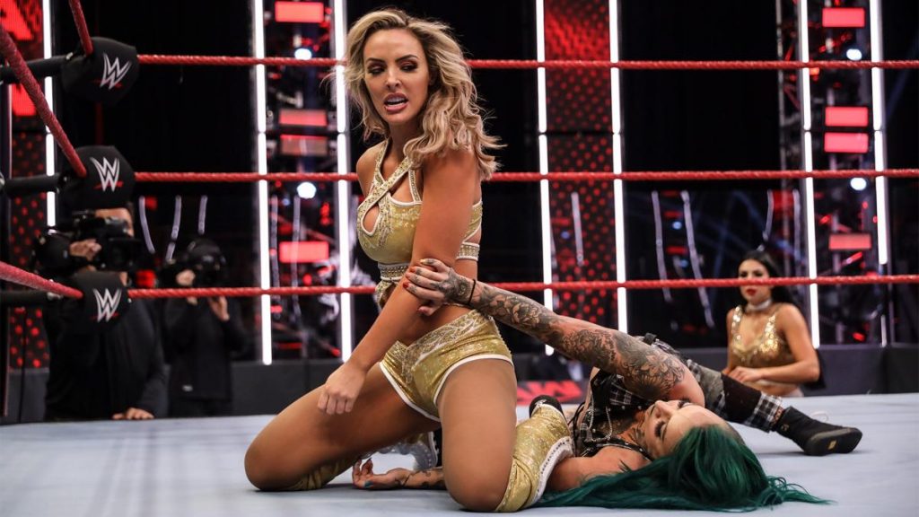 Peyton Royce tries to submit Ruby Riott