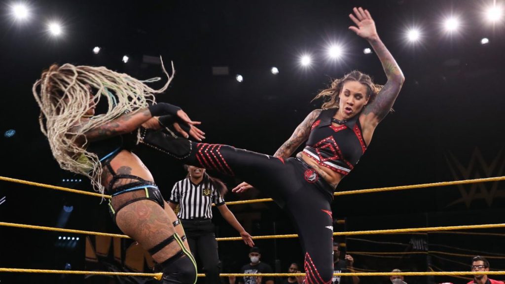 Mercedes Martinez kicks Kayden Carter