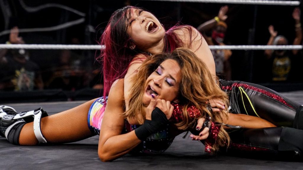 Io Shirai tries to submit Dakota Kai