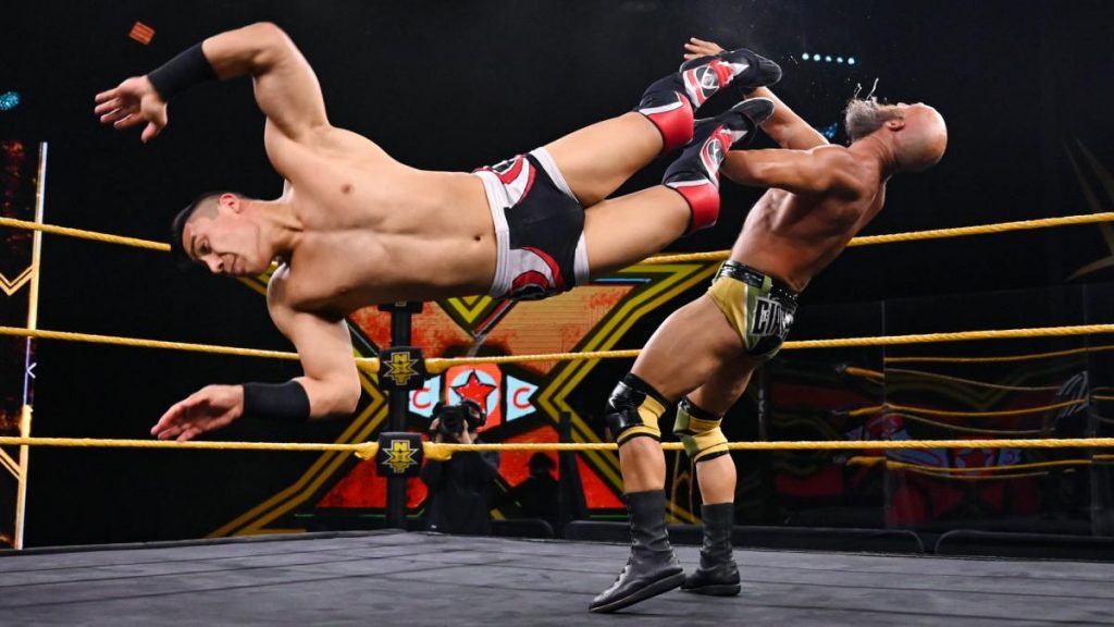 Jake Atlas dropkicks Tommaso Ciampa