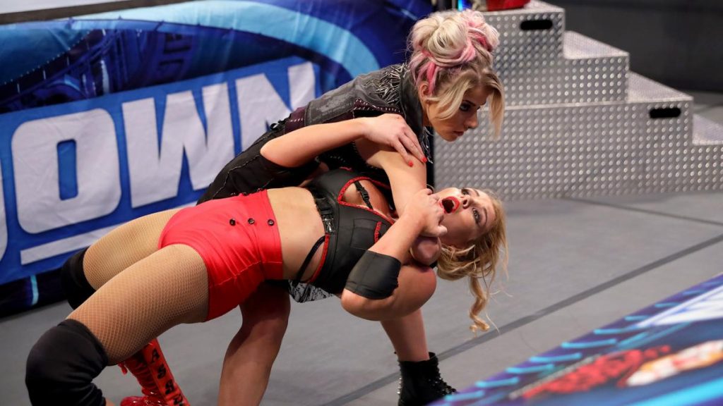 Alexa Bliss gives Lacey Evans a Sister Abigail