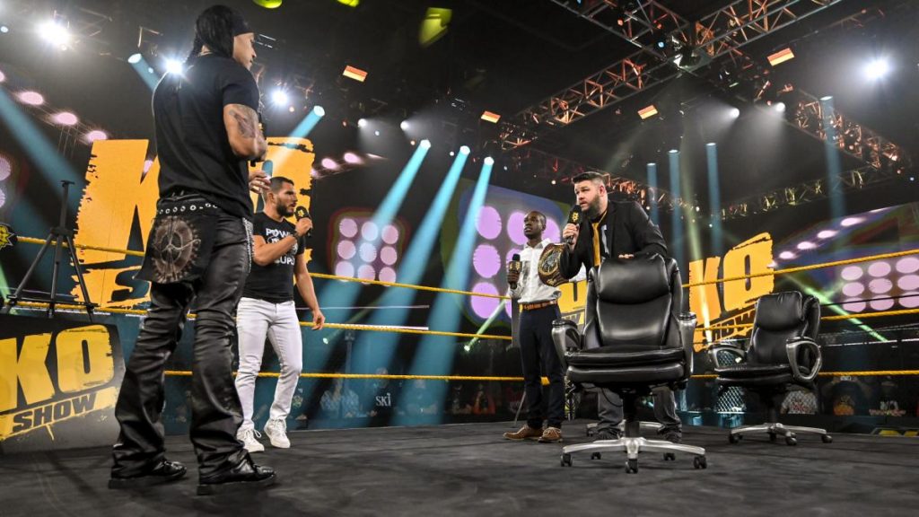 The Kevin Owens Show with Leon Ruff guesting and Johnny Gargano and Damian Priest intruding