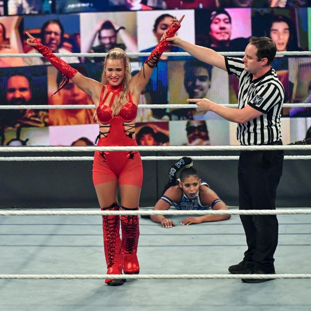 Bianca Belair looks horrified as Lana is named as the sole survivor
