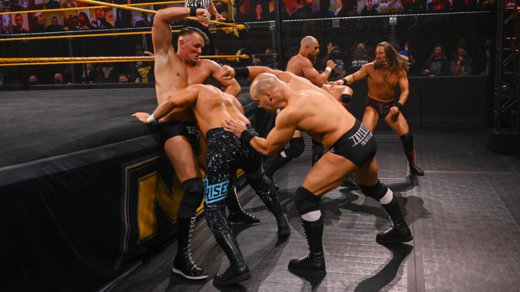 Grizzled Young Veterans, Imperium, and Ever-Rise brawl