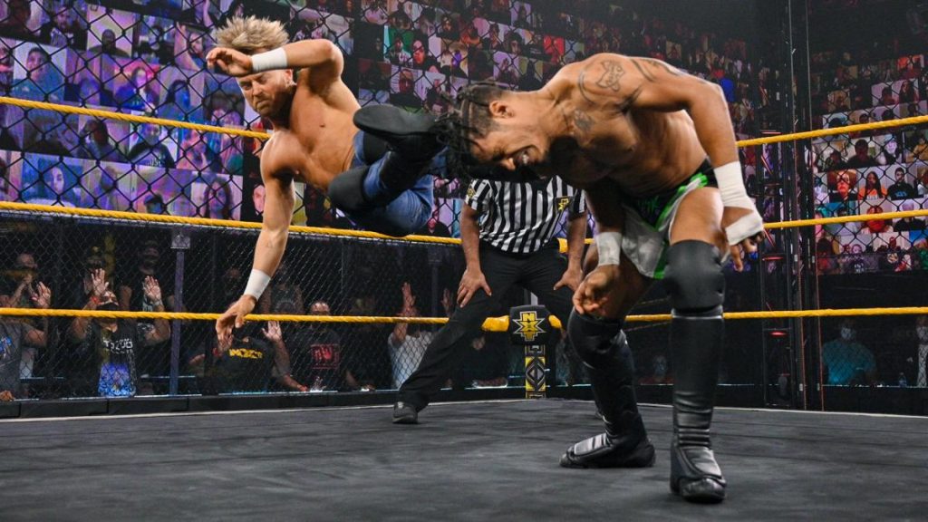 Drake Maverick kicks Wes Lee in the head
