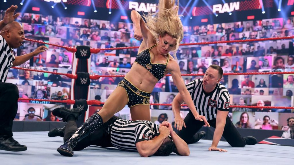 Charlotte Flair beats up a referee