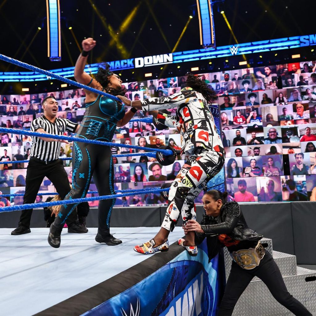 Shayna Baszler and Tamina have two different ways of dealing with Reginald's interference