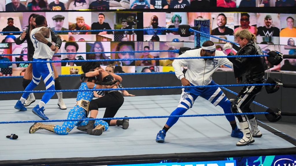 Bianca Belair brawls with Bayley while Street Profits brawl with Dirty Dogs