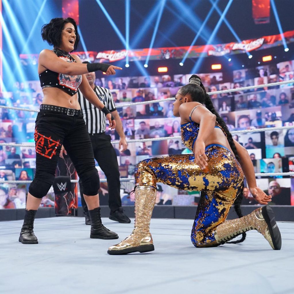 Bayley laughs at Bianca Belair