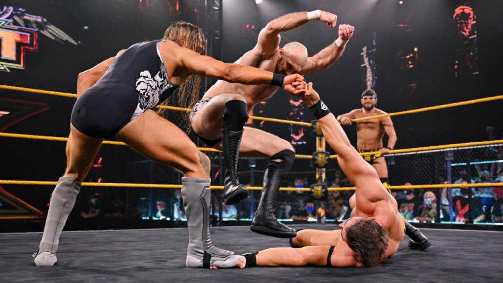 Pete Dunne and Oney Lorcan stamp on Austin Theory