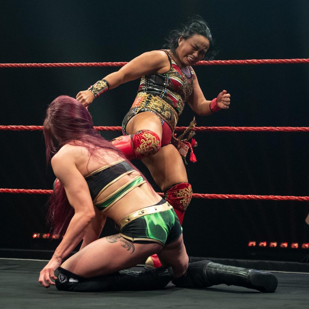 Meiko Satomura kicks Kay Lee Ray