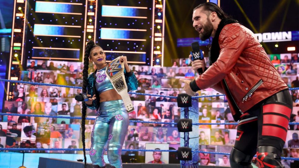 Bianca Belair and Seth Rollins