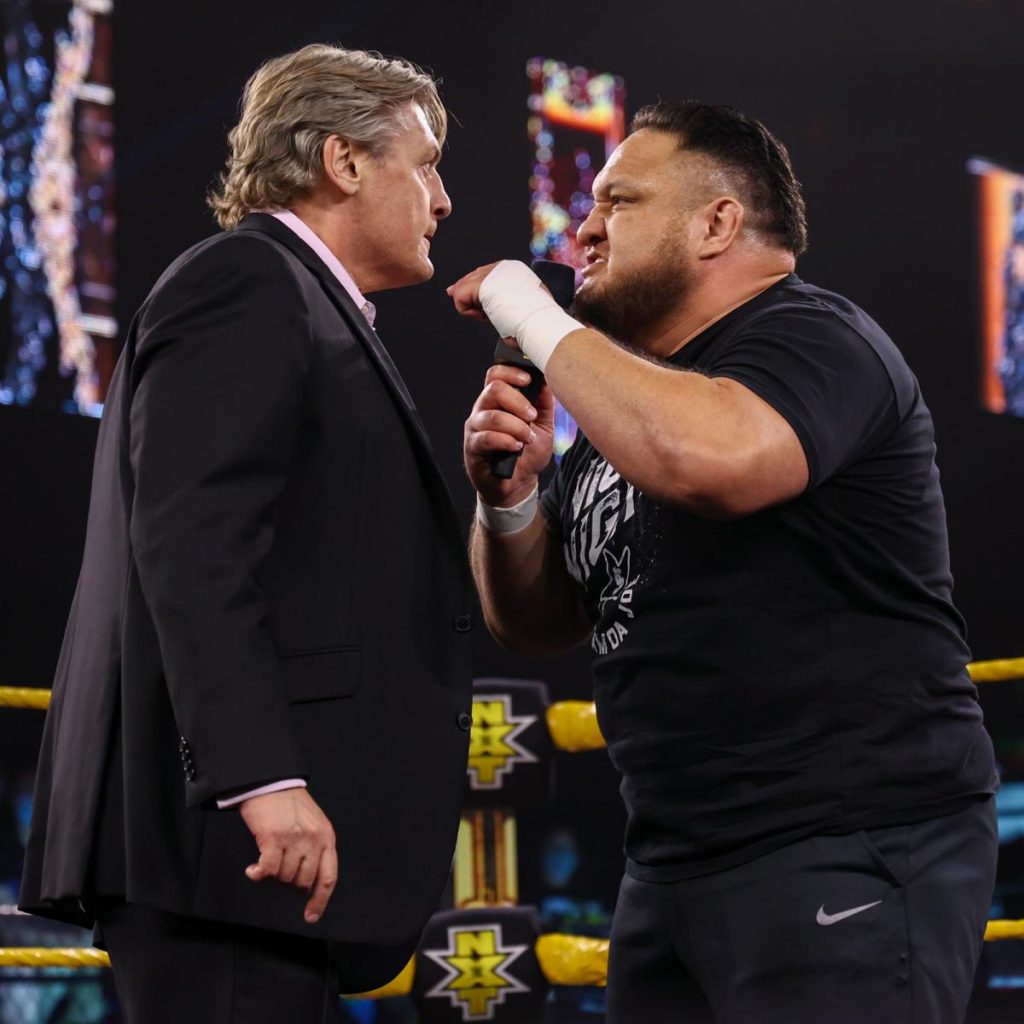 William Regal and Samoa Joe argue