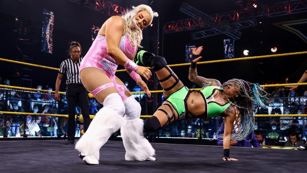 Kayden Carter kicks Franky Monet in the head