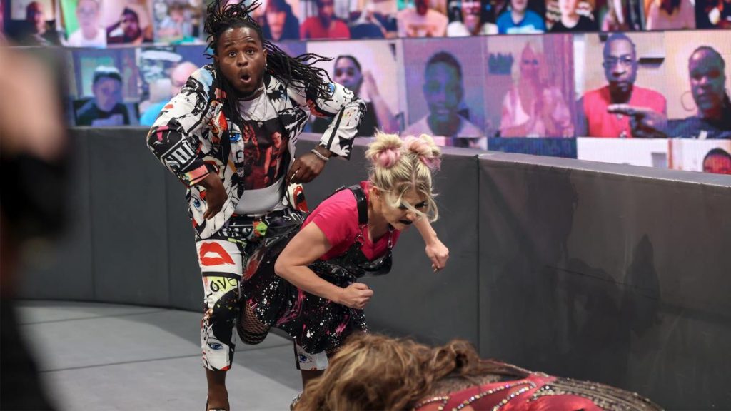 Alexa Bliss kicks Reginald in the balls