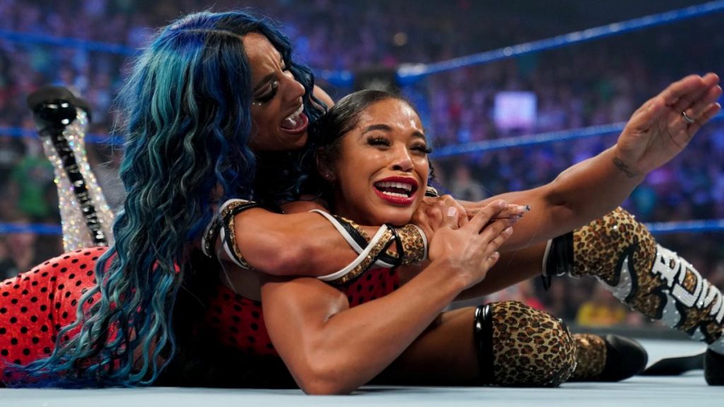Sasha Banks with Bianca Belair in the Bank Statement