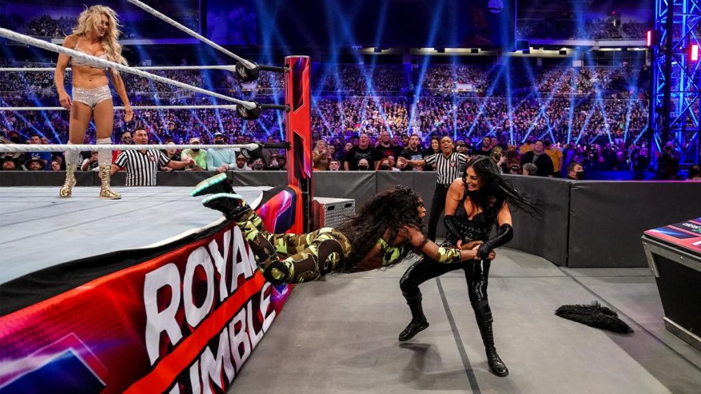 Sonya Deville drags Naomi out of the Royal Rumble match
